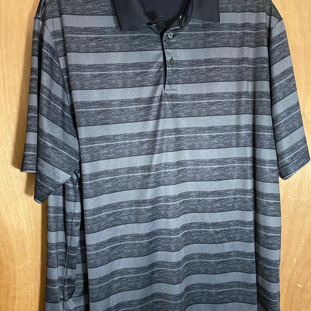 Hogan Black and Gray Polo Shirt with Heathered Stripes
